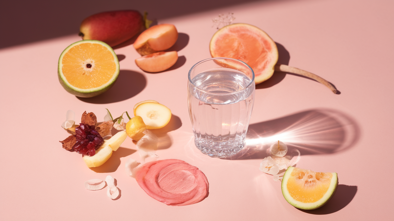 Mulher com pele radiante aplicando cuidados naturais